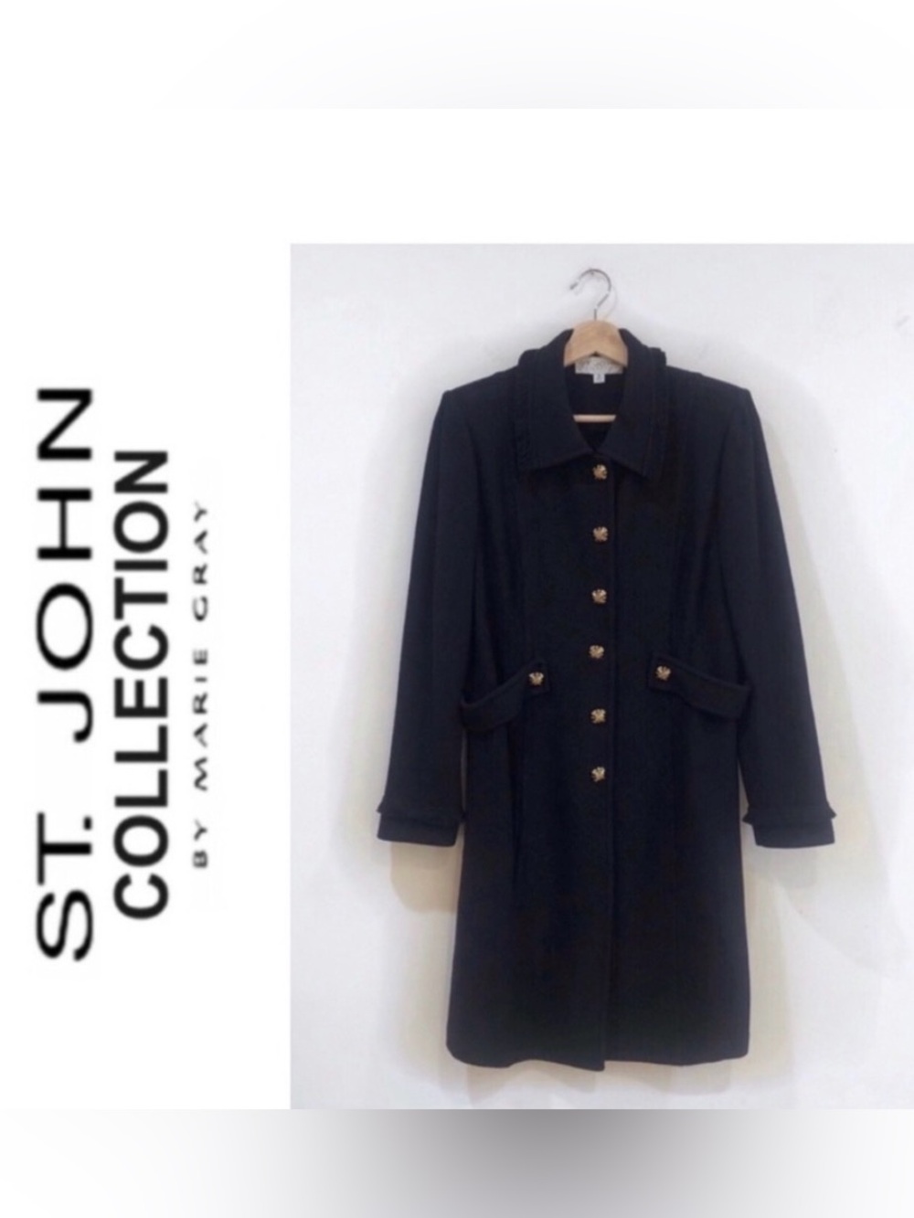 St. John Collection Black Santana Knit Coat